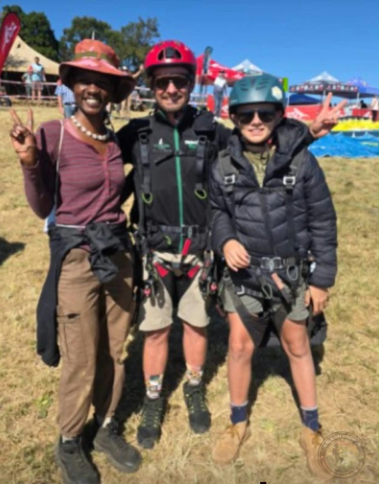 Adventurers geared up in harnesses and helmets for a Barberton adventure activity