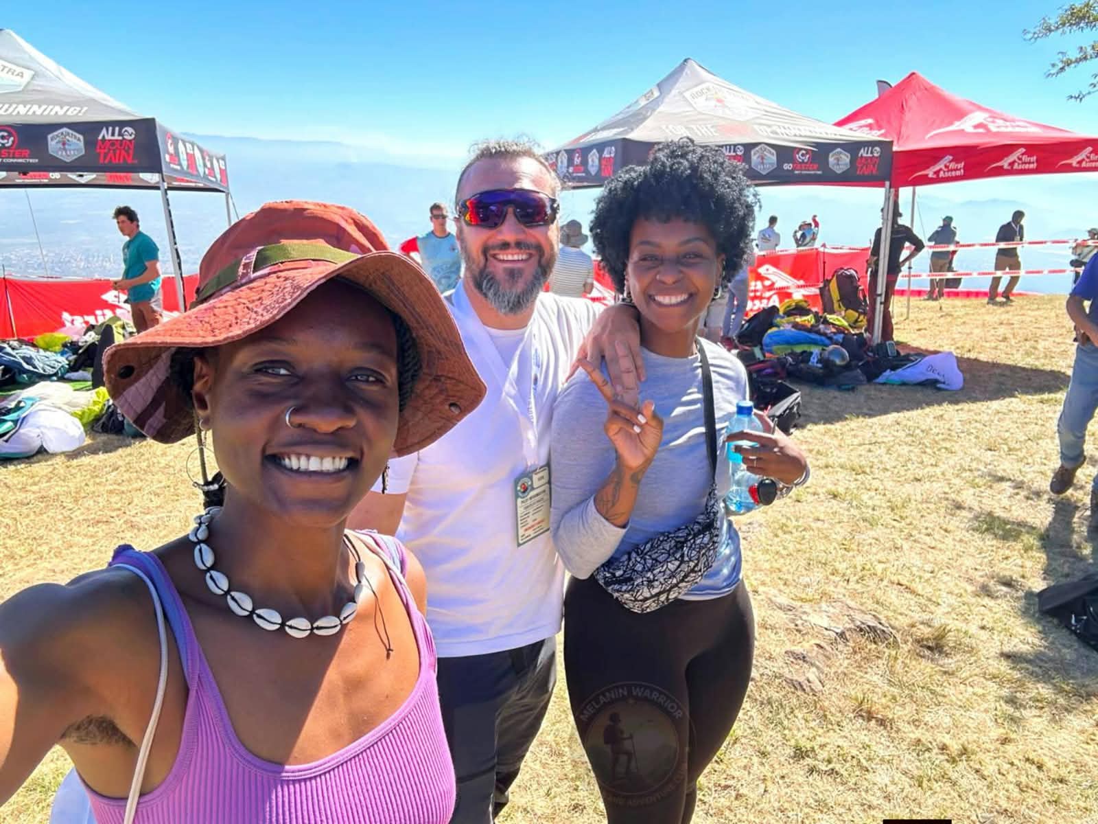 Members of the hiking and adventure club together at a mountain event